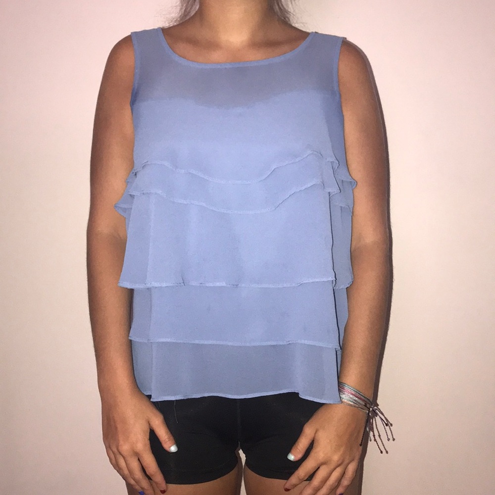 Ruffled blue shirt